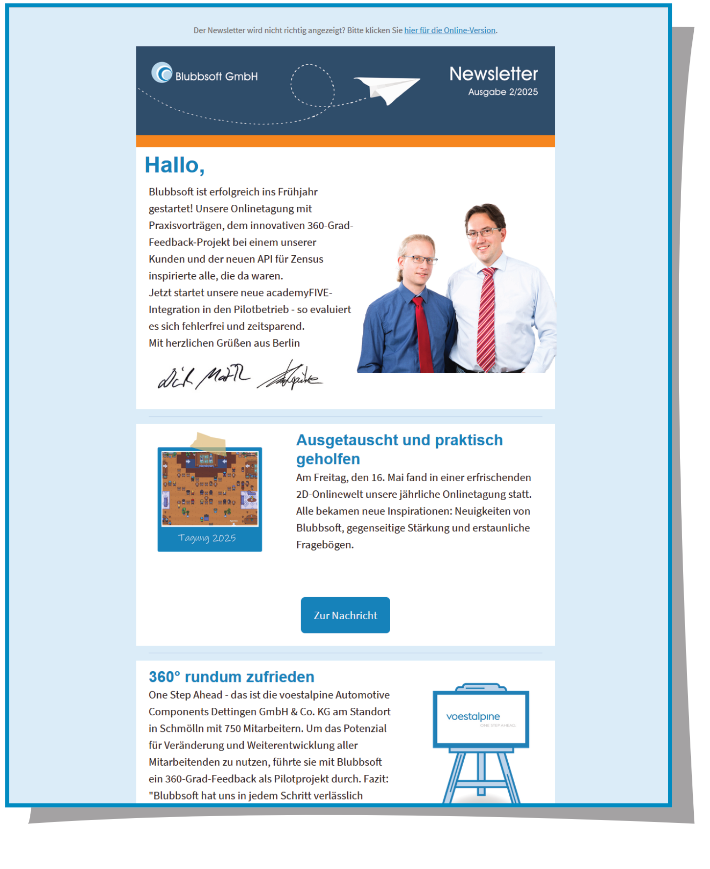 Die Sommerausgabe des neuen Newsletters ist erschienen.