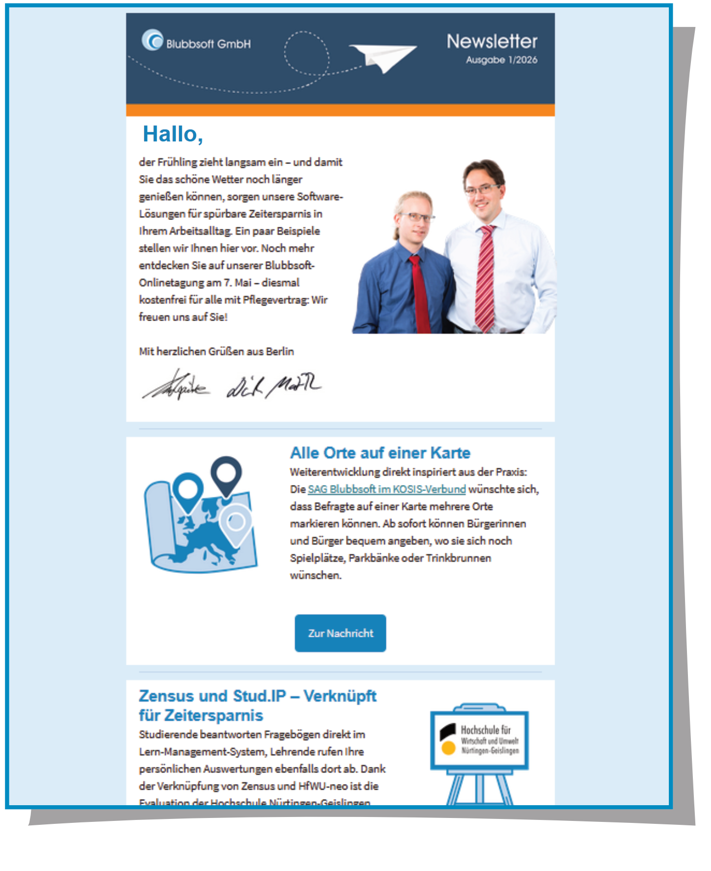 Die Frühlingsausgabe des neuen Newsletters ist erschienen.